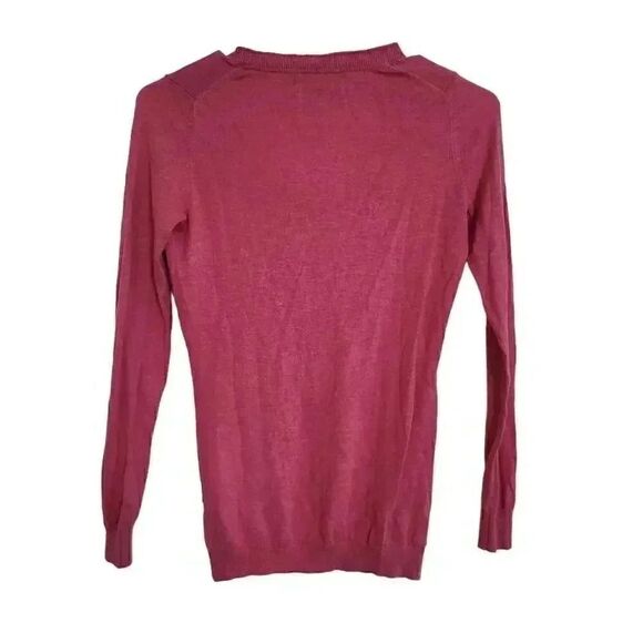 Banana Republic Women's Watermelon Pink Silk/Poly/Cashmere Knit V-Neck Sweater - Picture 6 of 9